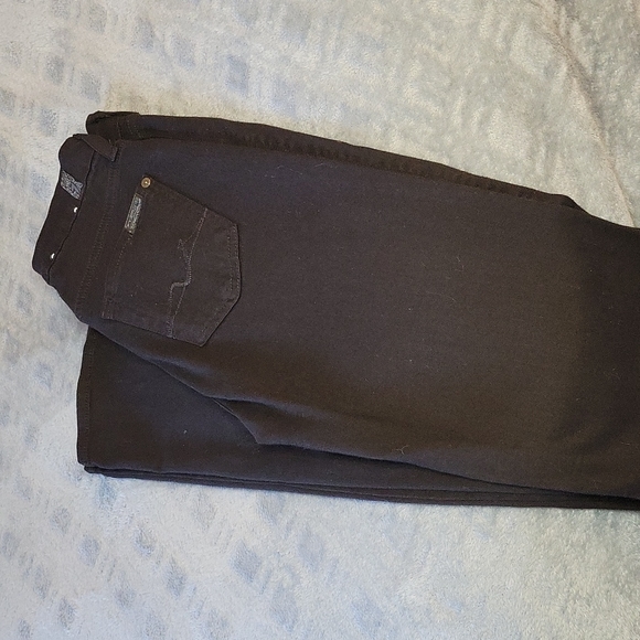 7 For All Man Kind Slim Illusion High Waist All In Luxe Black Jeans - Picture 2 of 14